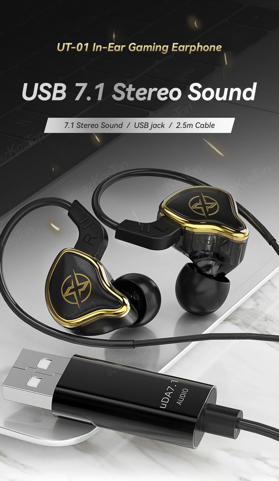 USB Gaming Headphones Surround Sound Wired Headset with