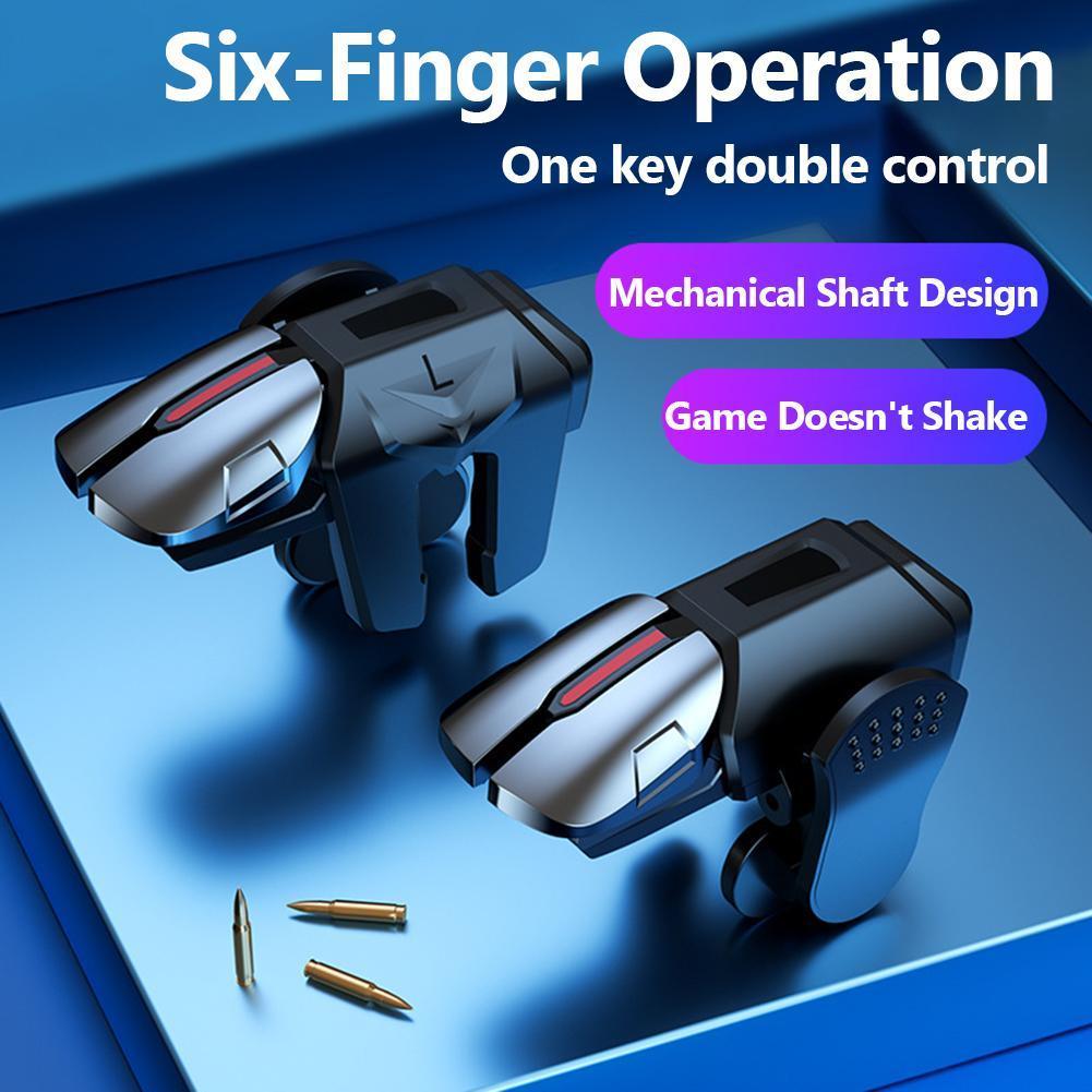 1 Pairs 6 Finger Game Controller Gaming Aim Triggers Button for PUBG Mobile Accessories for Kid Playing. 