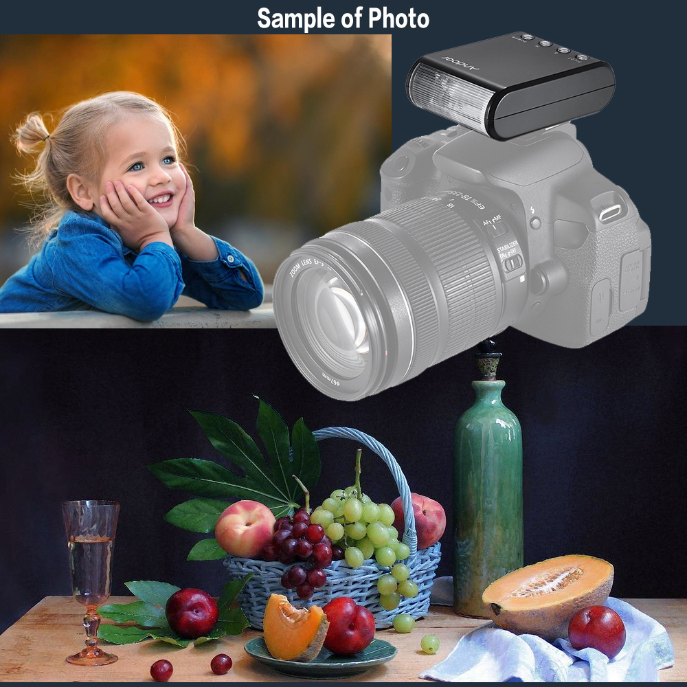Andoer WS-25 On-Camera Flash Speedlite Mini Flash with Universal Hot Shoe GN18 for Canon Nikon Pentax Sony Camera. 