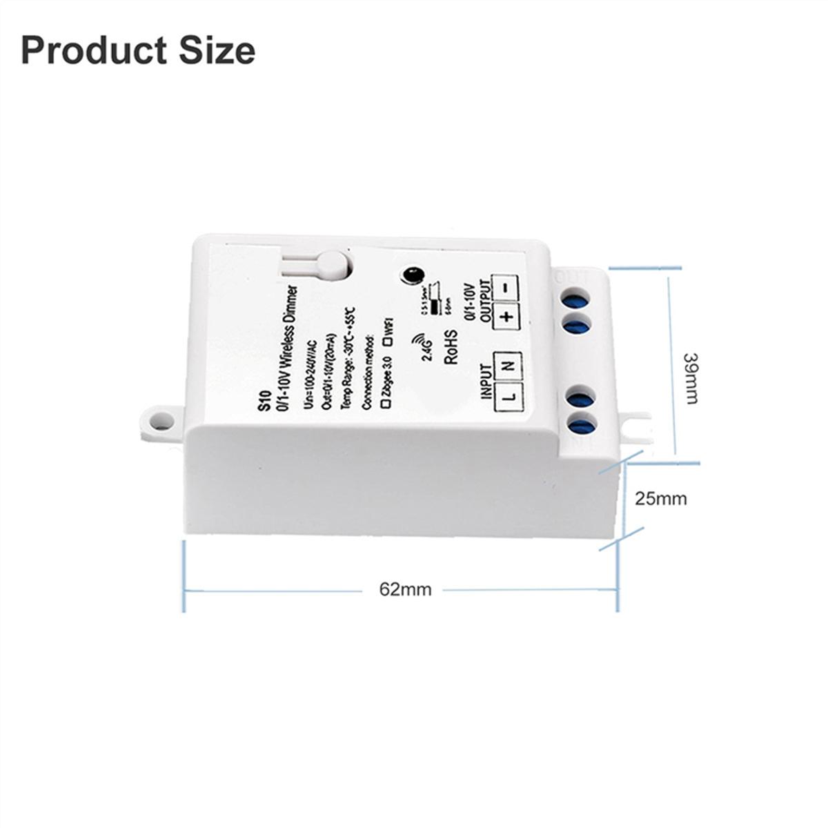 2X AC100-240V ZigBee 0/1-10V LED Light Dimmer Controller Smart Life Tuya Control App for 0-10V LED Dimmable Drive