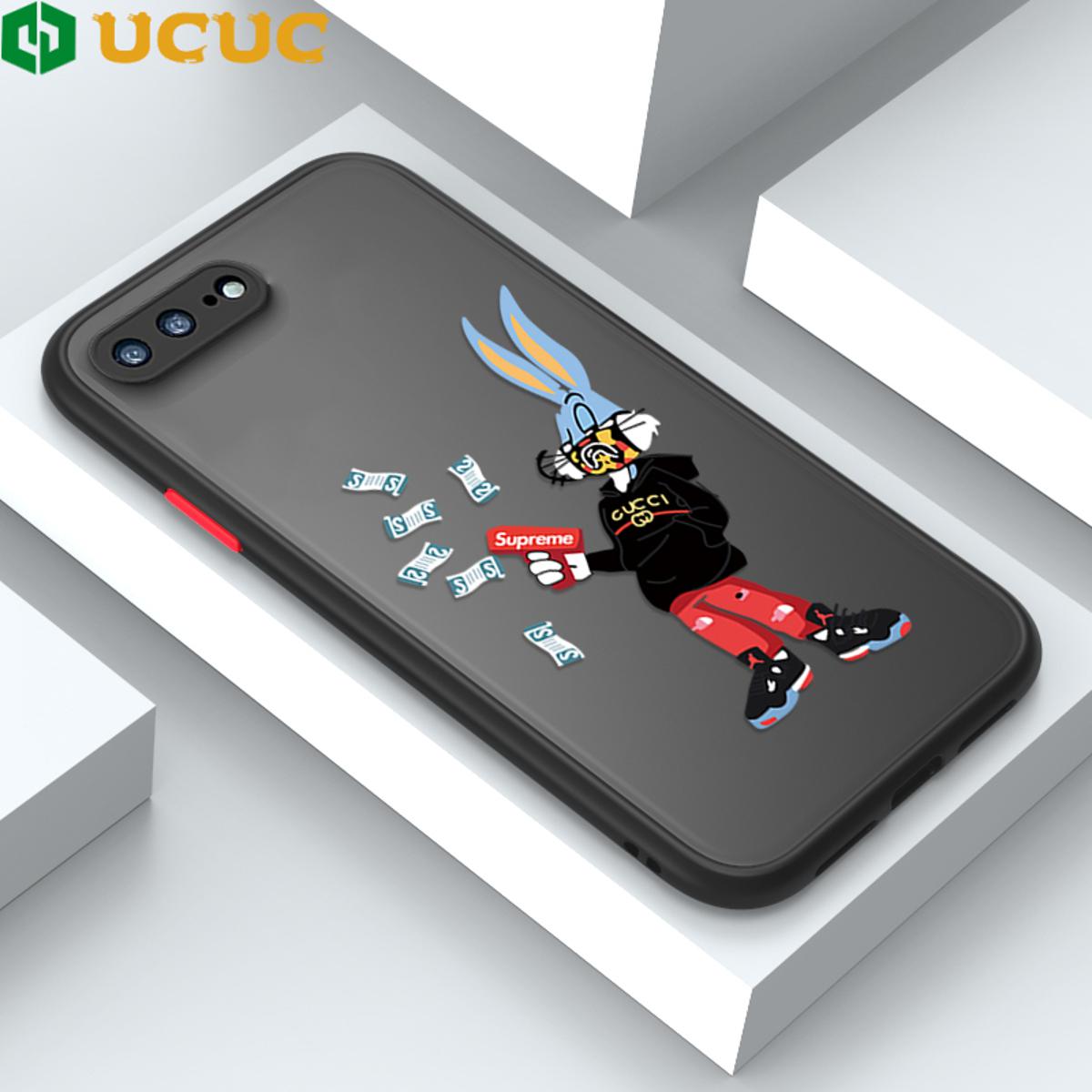UCUC for iPhone 7 Plus 8 Plus Back Cover Personality Supreme Boys Frosted Transparent Hard Phone Case Thin Shockproof Full Cover Camera Protect Case