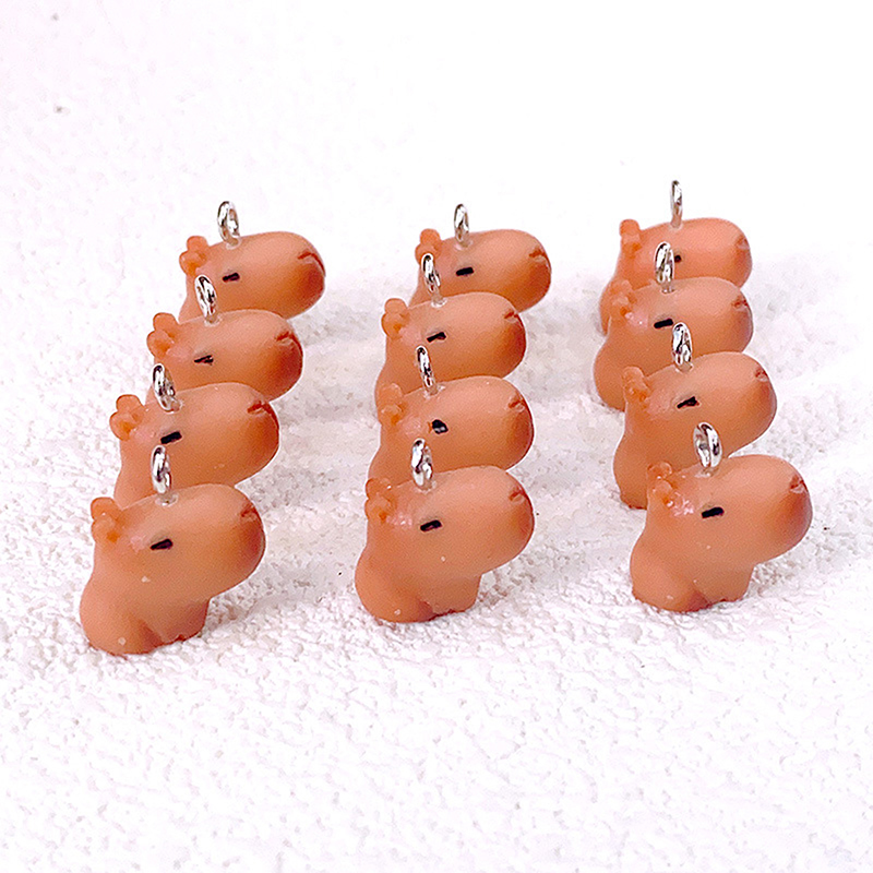 2/10pcs DIY Crafts For Earring  Make Kawaii Mini 3D Capybara Resin  Lovely Lazy Cavy Animal Pendant. 