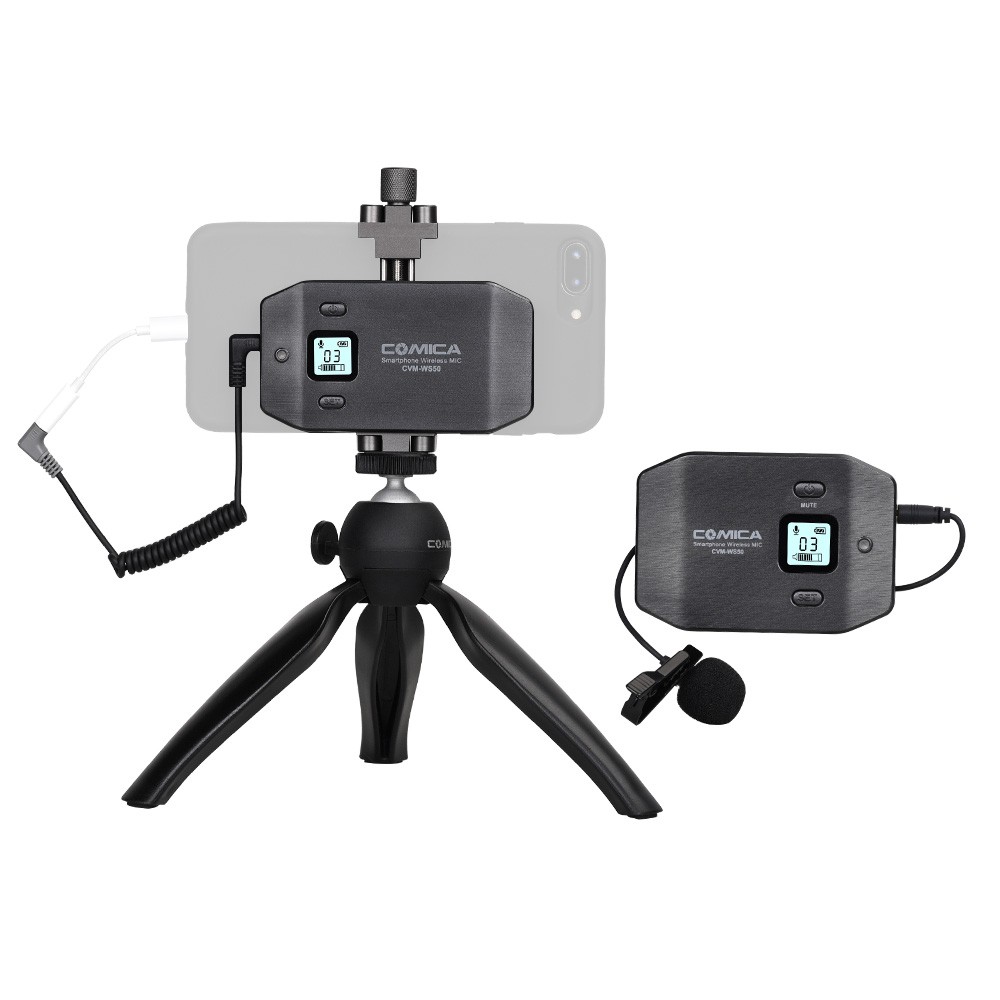 COMICA CVM-WS50(C) 6-Channel UHF Wireless Smartphone Lavalier Microphone System - black