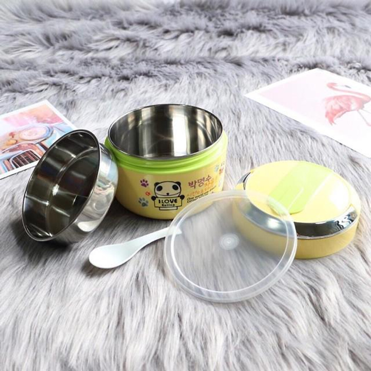 Hotpot Carry Lunch Box 1200 ml. Hot Case Lunch Box Tiffin 1200 Ml,2 Layer Insulated Tiffin Lunch Box 1200ML With Spoon. CD:550.