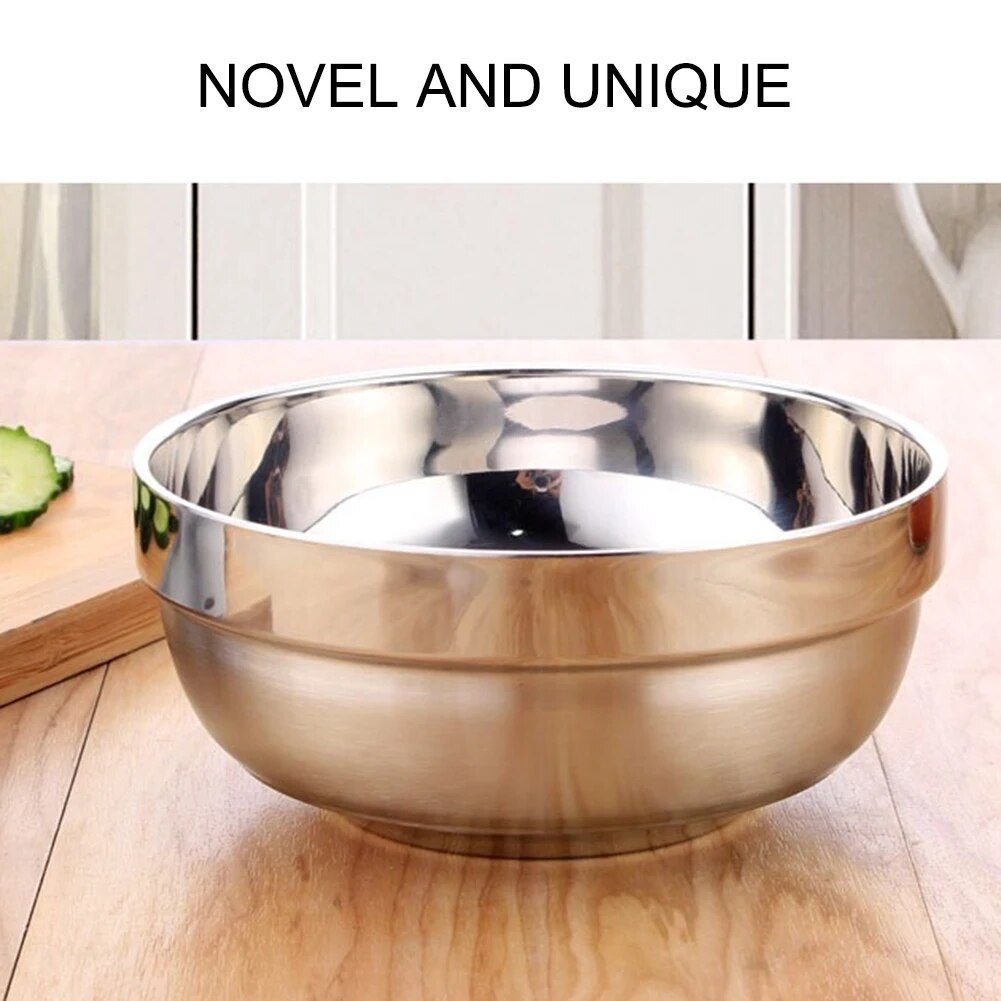 【Cathery Baby Store】Stainless Steel Bowl Double Layer Insulation Platinum Bowl Soup Rice Bowl Household Container. 