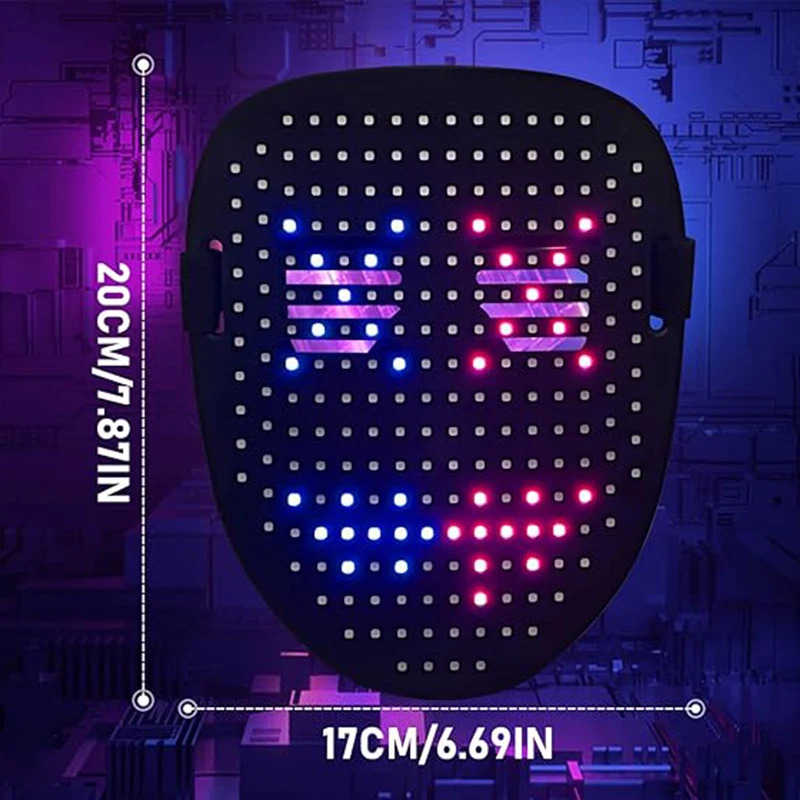New Halloween LED Luminous Mask Face Changing Induction colorful mask LED light up control cool mask Party Atmosphere Prop. 