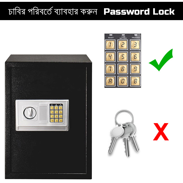 ZYMAK L520 Digital Locker Large Size Digital Safety Locker Safe Locker Vault Iron Safe Sinduk Fireproof Locker Digital PIN Code Password System Locker. 