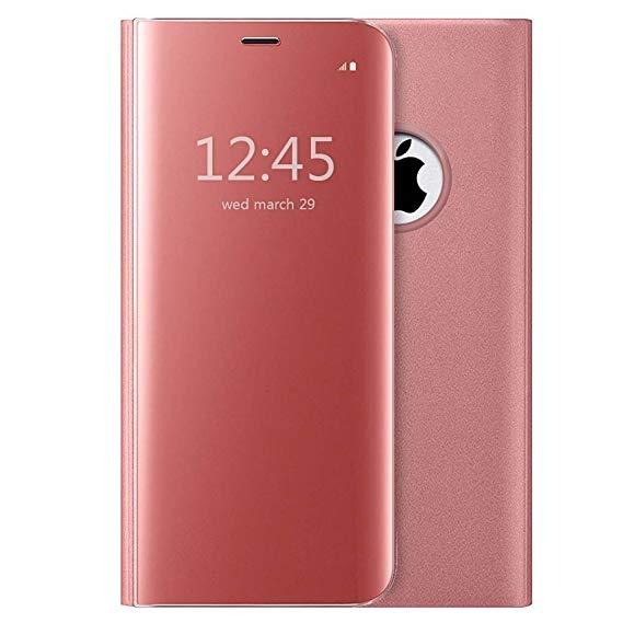 Clear View Mirror Leather Stand Flip Cover For iphone 7. 