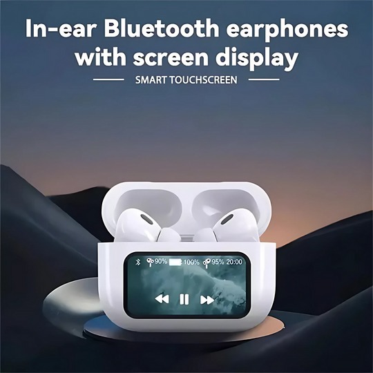 AirPods A9 Pro Touch Screen Display with ANC ENC Double Dark Earbuds 2024. 