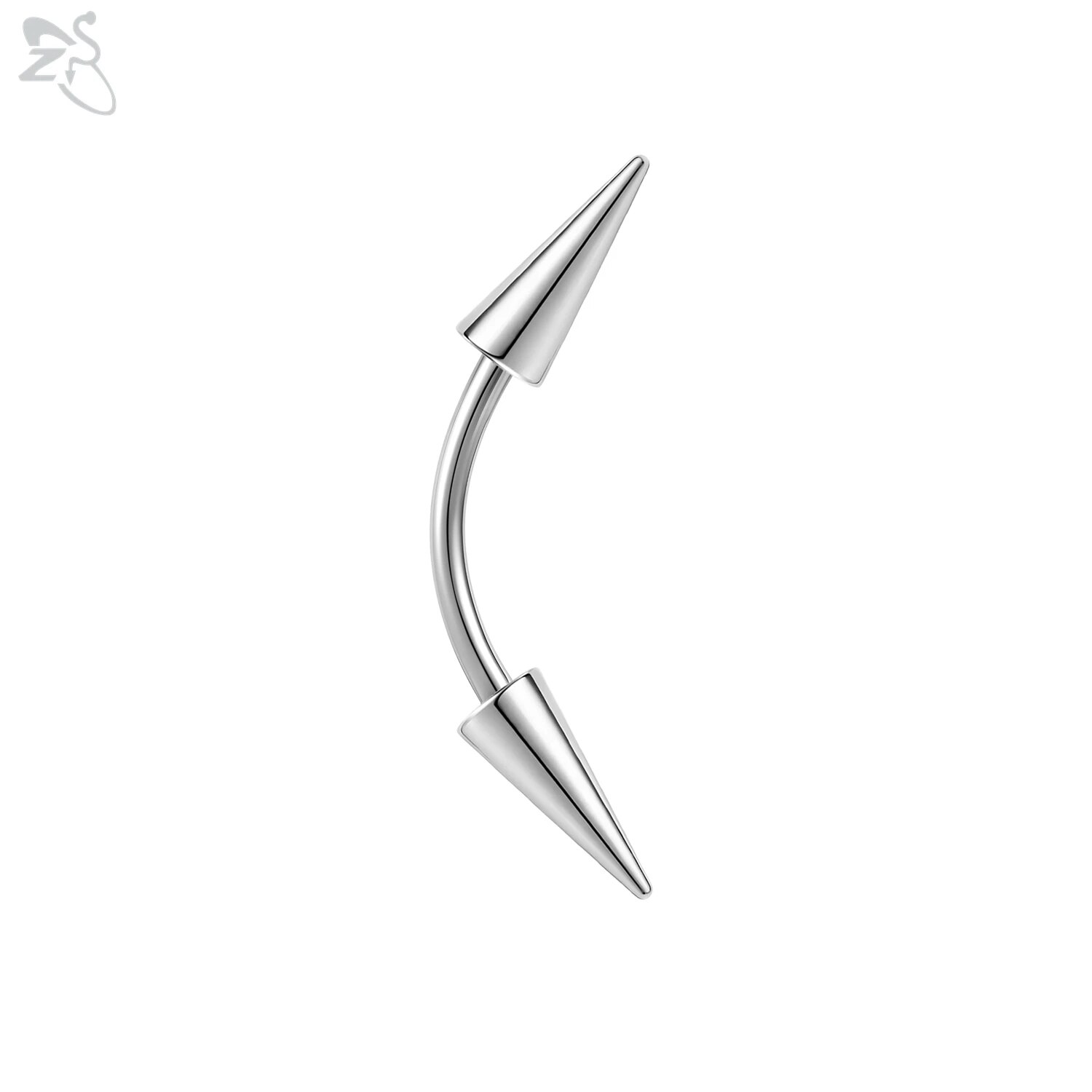 AOEDEJ 1 Piece Punk Rock Stainless Steel Eyebrow Ring Black Color Long Spike Bridge Piercing Double Cones Ear Piercings Jewelry. 