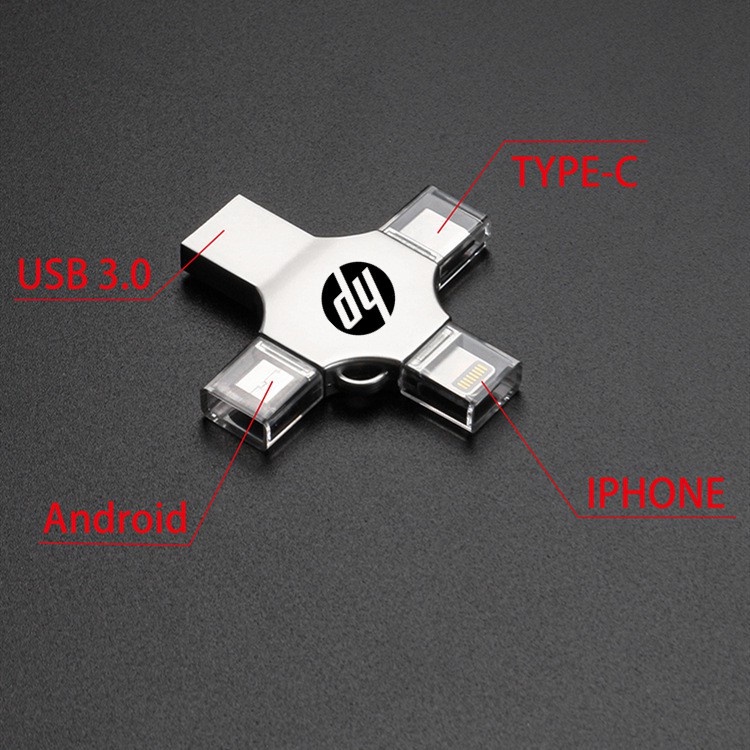 【100%Original+FREE Shipping+Ready Stock+COD】HP 2TB 4-in-1 flash drive USB 3.0 Memory Stick OTG Pendrive Fast Speed Type-C For i/O/S/Tablet/Android/Smartphone/PC. 