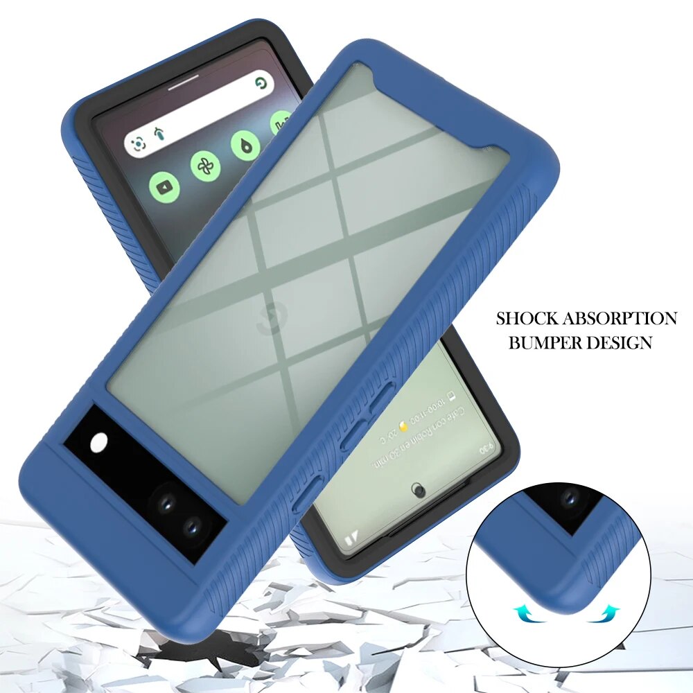 For Google Pixel 7A 7 Pro 8 Pro 6 Pro 6A Phone Case 360 Full body Protection Clear Anti-fall Cover With Front Frame For Pixel 6. 