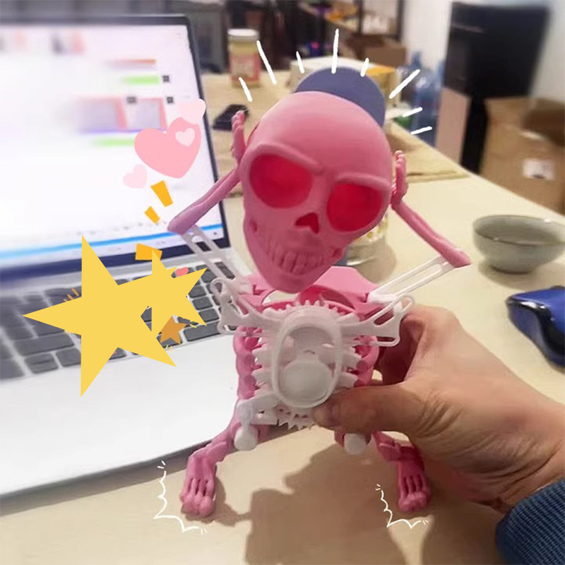 3D Printing Dancing Pink Skull Skeleton Amazing 3D Printed Dancing Skeleton Toy Mystic