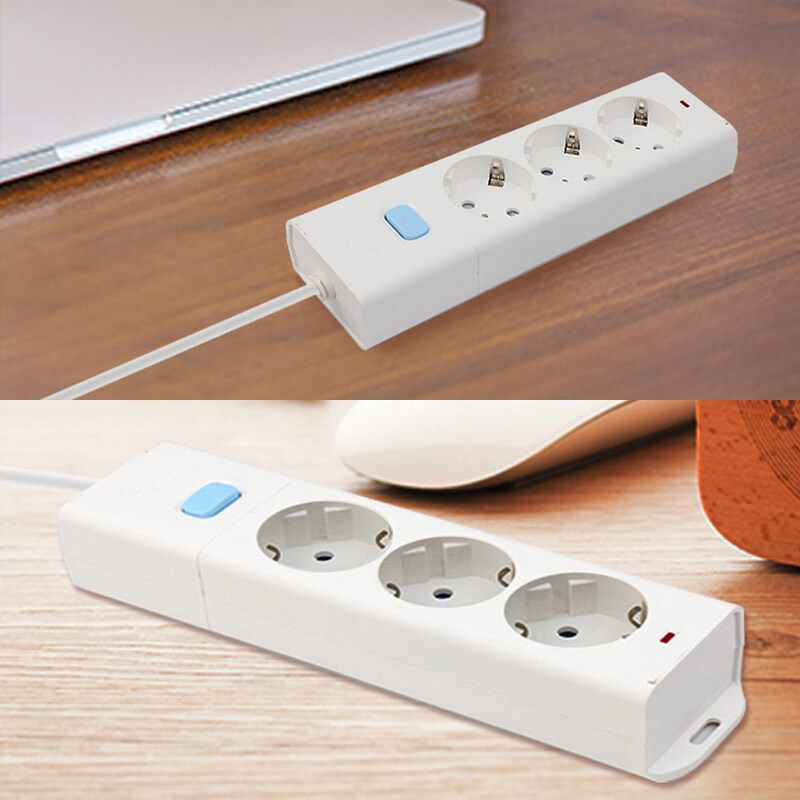 Bull 16A 3680W 3/4/5 Way AC Universal Outlets Plug Home Socket EU Plug Power Strip Overload Protection Extension Cord - 3-hole 3M gneu-g1030-30. 