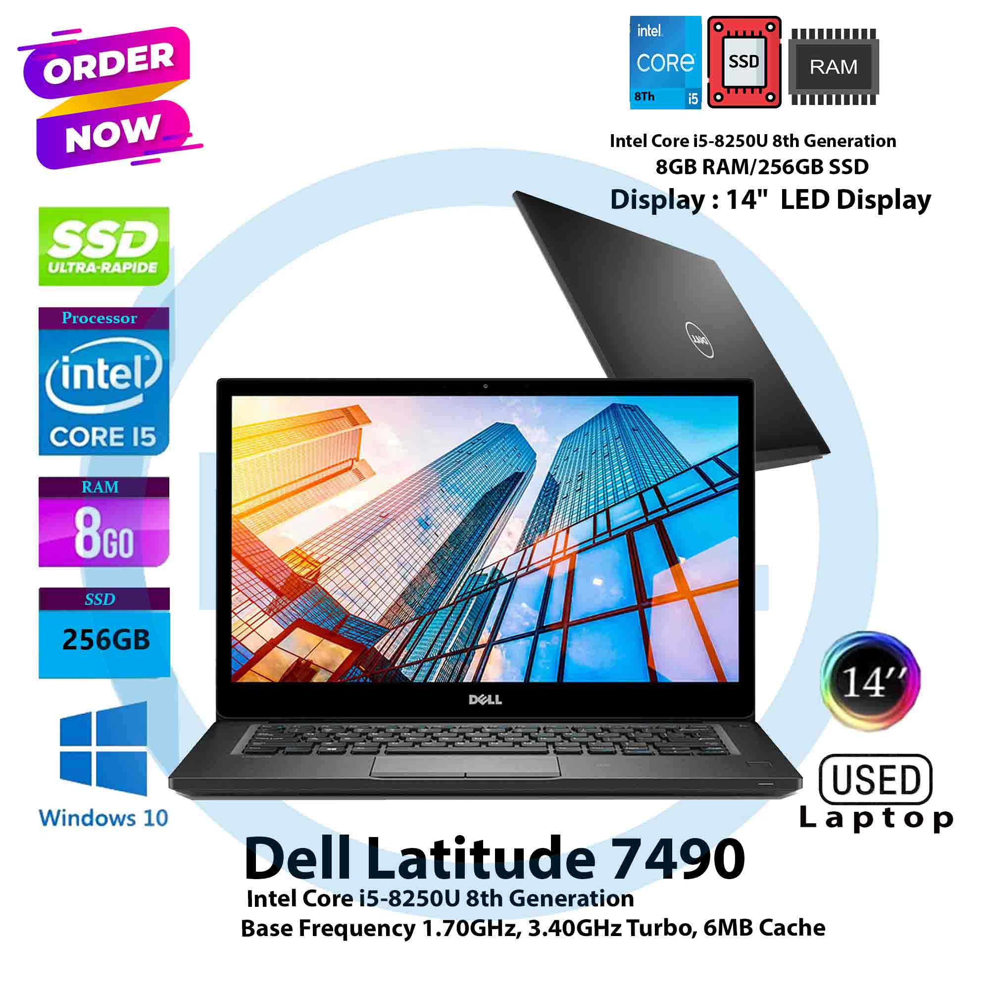 Dell Latitude E7490 Core i5(8Th Gen)8GB Ram,256GB SSD 14