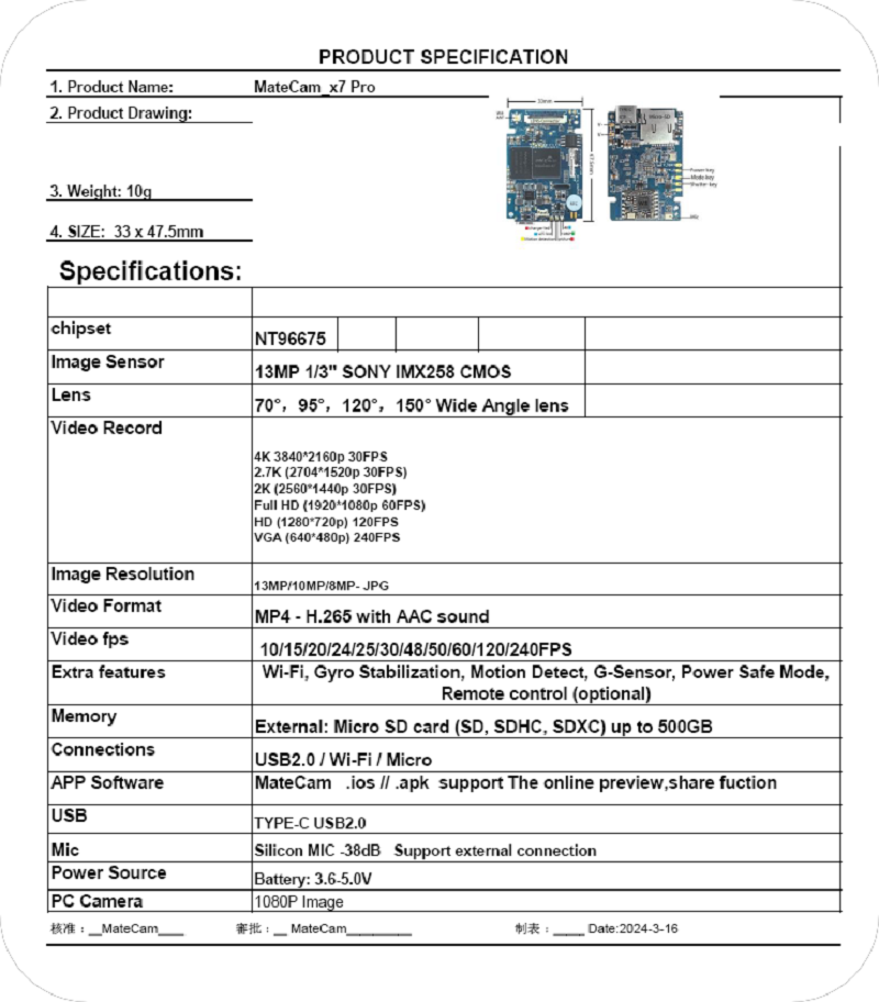 Mini Camera X7 4K Wi-Fi SONY IMX258 CMOS Gyro Stabilization, Motion Detect, G-Sensor,Webcam Security Module Lens. 