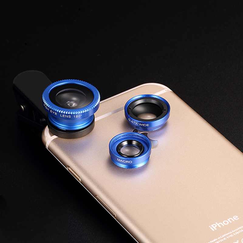 【YIYANGMAOYI111】3 in 1 Phone Lens Fisheye Lens Wide Angle Macro Lenses Twenty Times Polishing for Iphone 5 6 Samsung Huawei