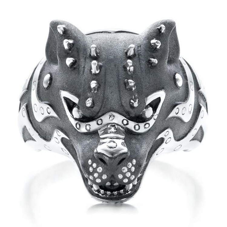 Azure wish domineering wolf head hipster men's ring series cross-border retro distressed temperament ring factory direct sales. 