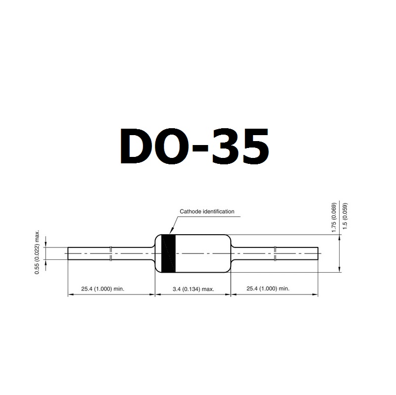 10ps- Zener Diode 0.25W DO-35 (18 Values 2V 2.2V 2.7V 3V 3.3V 3.6V 3.9V 4.3V 4.7V 5.1V 5.2V 5.3V 5.6V 6.2V 6.8V 7.5V 8.2V 9.1V). 