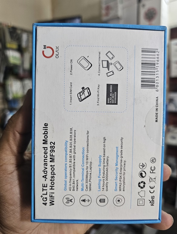 OLAX MF982 Pocket Wifi Router 4G 3000mah Battery LED Display. 