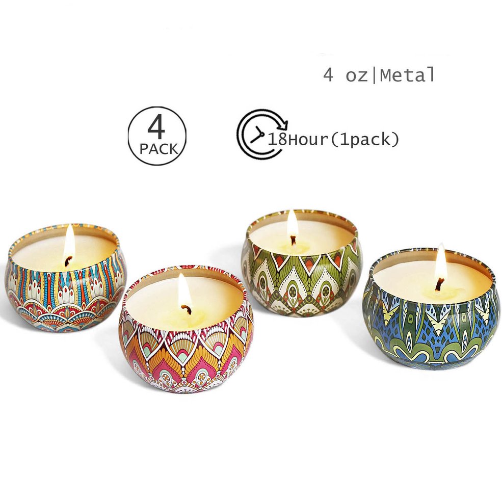 4 8pcs Fragrance Aromatherapy Scented Candle Natural Travel Tin Home