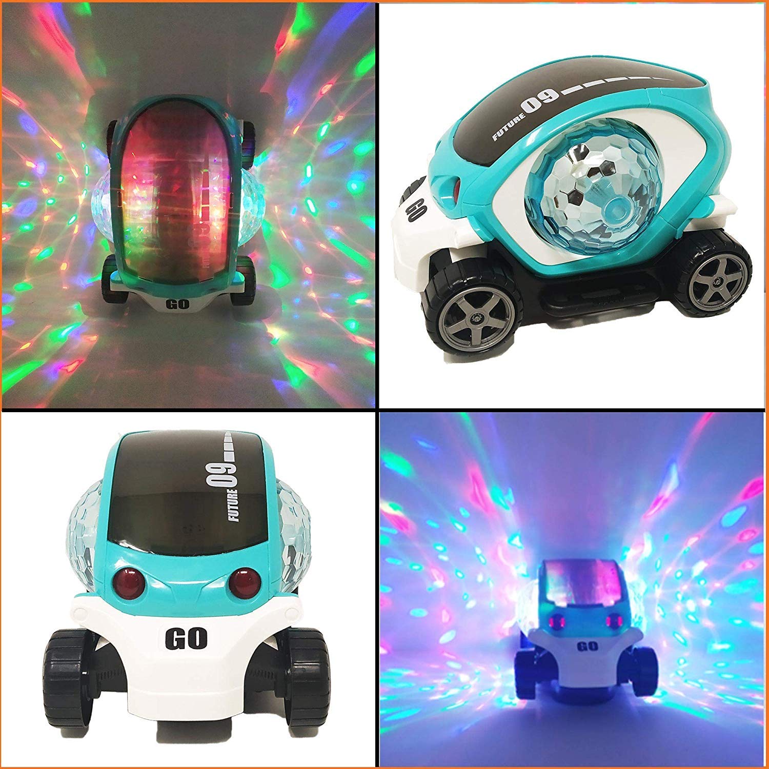 pikaboo future car toy future car for kids with lighting and sound 360 degree rotating - battery operated- Multi color. 