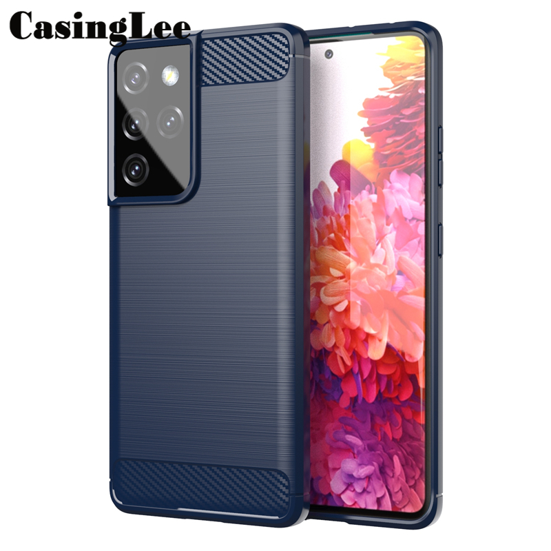 Protect Cover For Galaxy S22 Ultra Case Carbon fiber drawing Soft TPU Silicone Phone Cases for Samsung S22 Ultra Back Cover