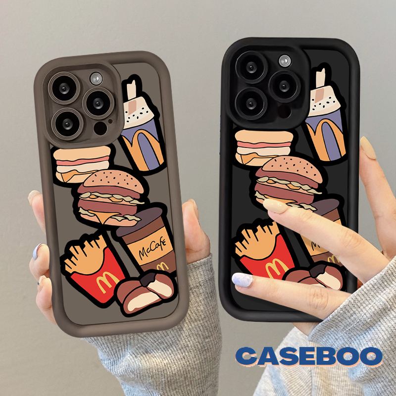 Cute Creativity Graffiti McDonald's Burger Fries Case for Redmi 9A 9C 13C 12C A1 9T 12 10C NFC 9 10A A2 Redmi Note 11 10 12 13 10s 9 8 11s Pro Max Poco M3 X5 Mi 11 12 Lite Angel Eyes Soft Cover. 