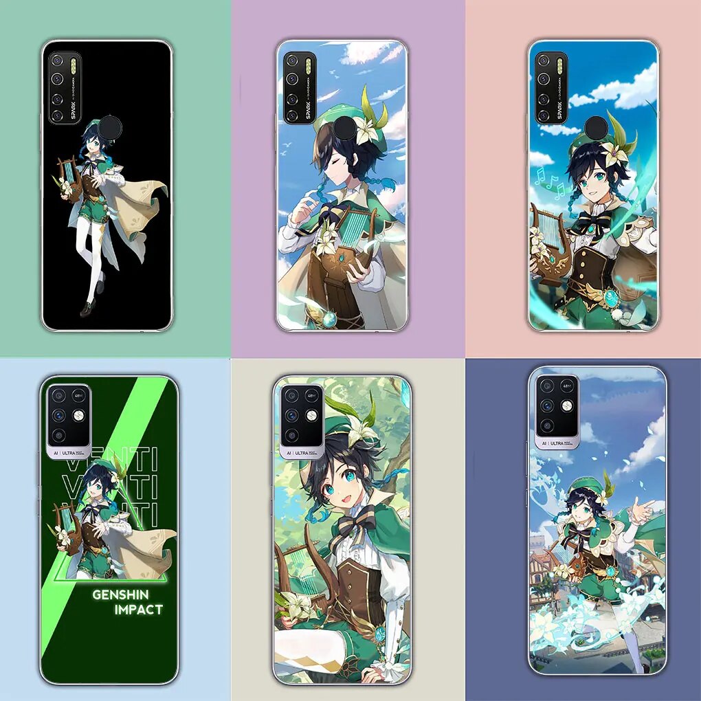 Genshin Impact Venti Cover Phone Casing for Infinix Hot 10i Note 11 10 Pro 9 Play 10T for Tecno Spark 8C 8P 5 6 8 Soft Case. 