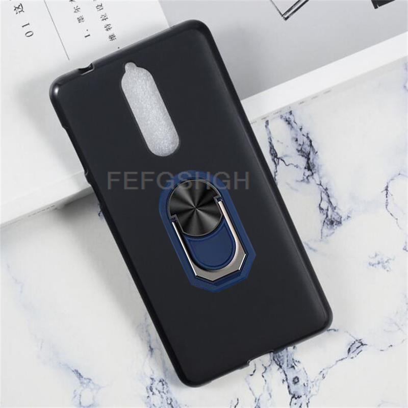 For Nokia 8 Back Finger Ring Soft TPU Silicone Case For Nokia 8 TA-1004 TA-1012 TA-1052 Phone Cover. 