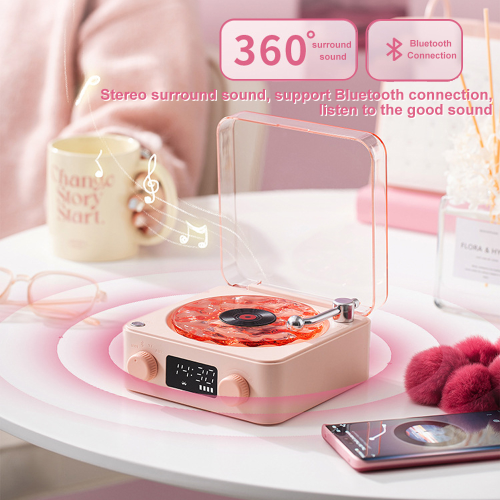 Waves Vinyl Player Bluetooth Speaker vintage White Noise altavoz bluetooth Retro Sleep Aid Turntable Speaker Vitrola with Light. 