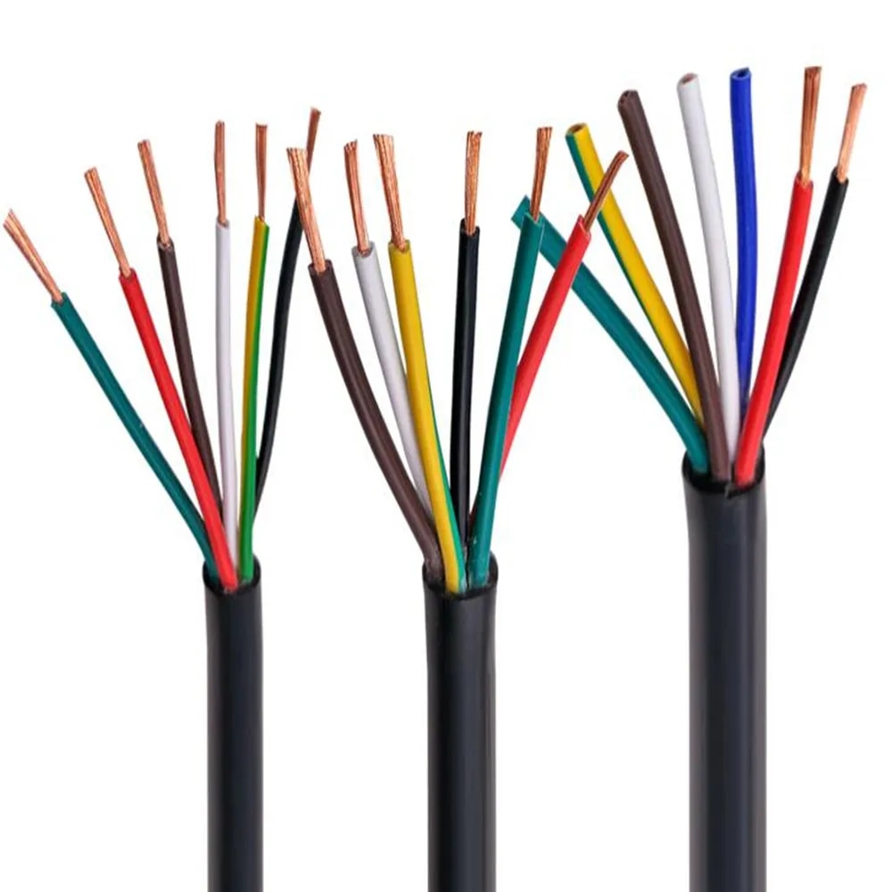 Multicore wire and cable RVV2 core -24 core control signal wire 22AWG 0.3 0.5 0.75mm 1.5mm2 PVC cable. 