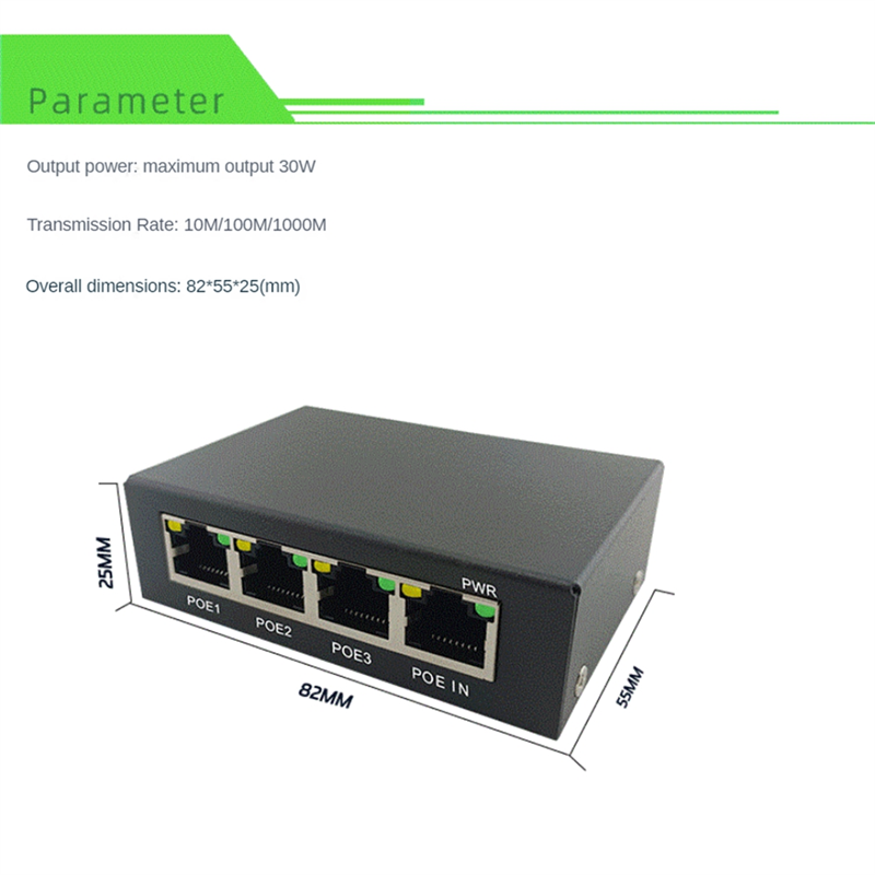 1 Piece 4 Port Gigabit POE Extender 100/1000M Network Switch Extender Black IEEE802.3Af/At Plug&Play for PoE Switch NVR IP Camera AP. 