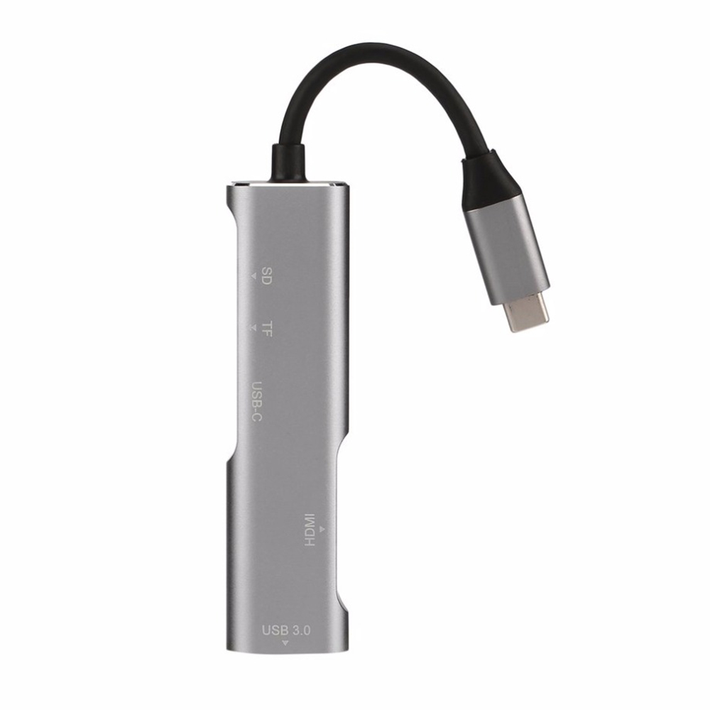 5-in-1 Multifunctional Type-C to 4K HD Hub PD Charge/USB3.0 Data Transfer/SD TF Card/HD 4K Output. 