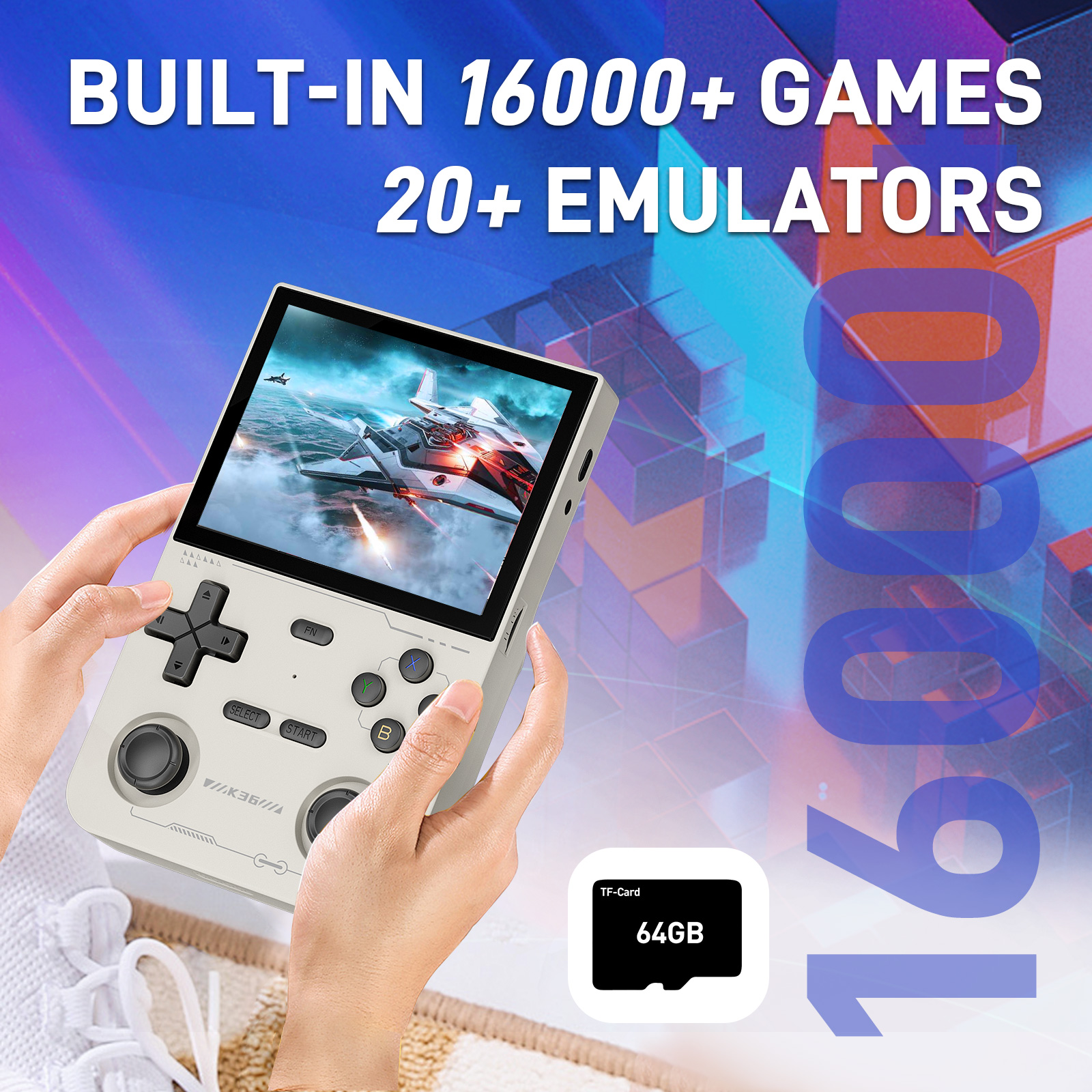 K36 Retro Handheld Video Game Console RK3326 Linux OS 16000 Games Emulator for PS1/PSP/DC/N64/SS 500nit 3.5 Inch IPS Screen R36S. 