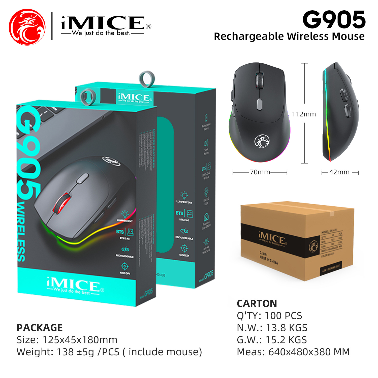 imice Silent Rechargeable Wireless Mouse with built-in lithium battery TYPE-C USB port is in stock