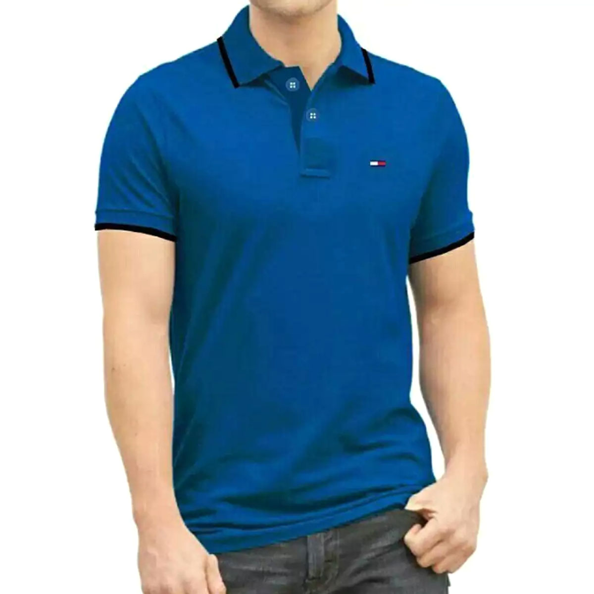 blue polo shirt outfit men