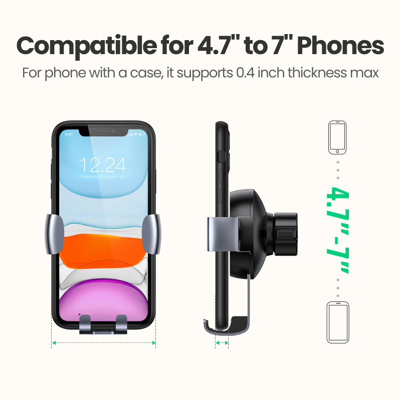 UGREEN Car Phone Mount Air Vent Cell Phone Holder Compatible for iPhone 11 Pro Max SE XS X XR 8 Plus 7 6 6S, Samsung Galaxy Note20 S20 S10 S9 S8 Note 9 8 S7 Edge, Google Pixel 4 3 XL LG V40 V30 G7 G8,Oneplus 8,8Pro,7,7 Pro, Xiaomi 10,10 Pro, 10T. 