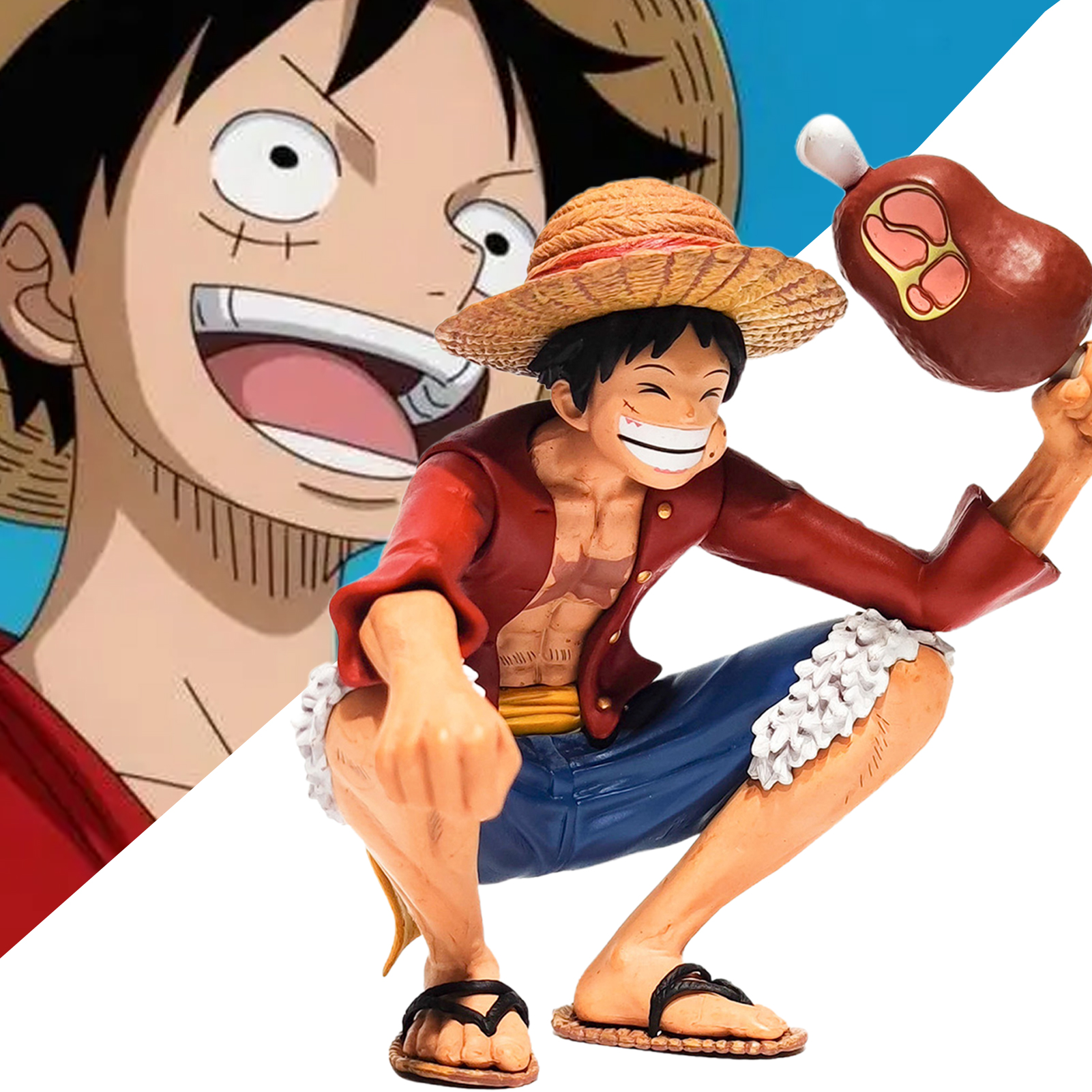 Figurine Model Wear-resistant One Piece Anime Squatting Luffy Desktop Decoration. 