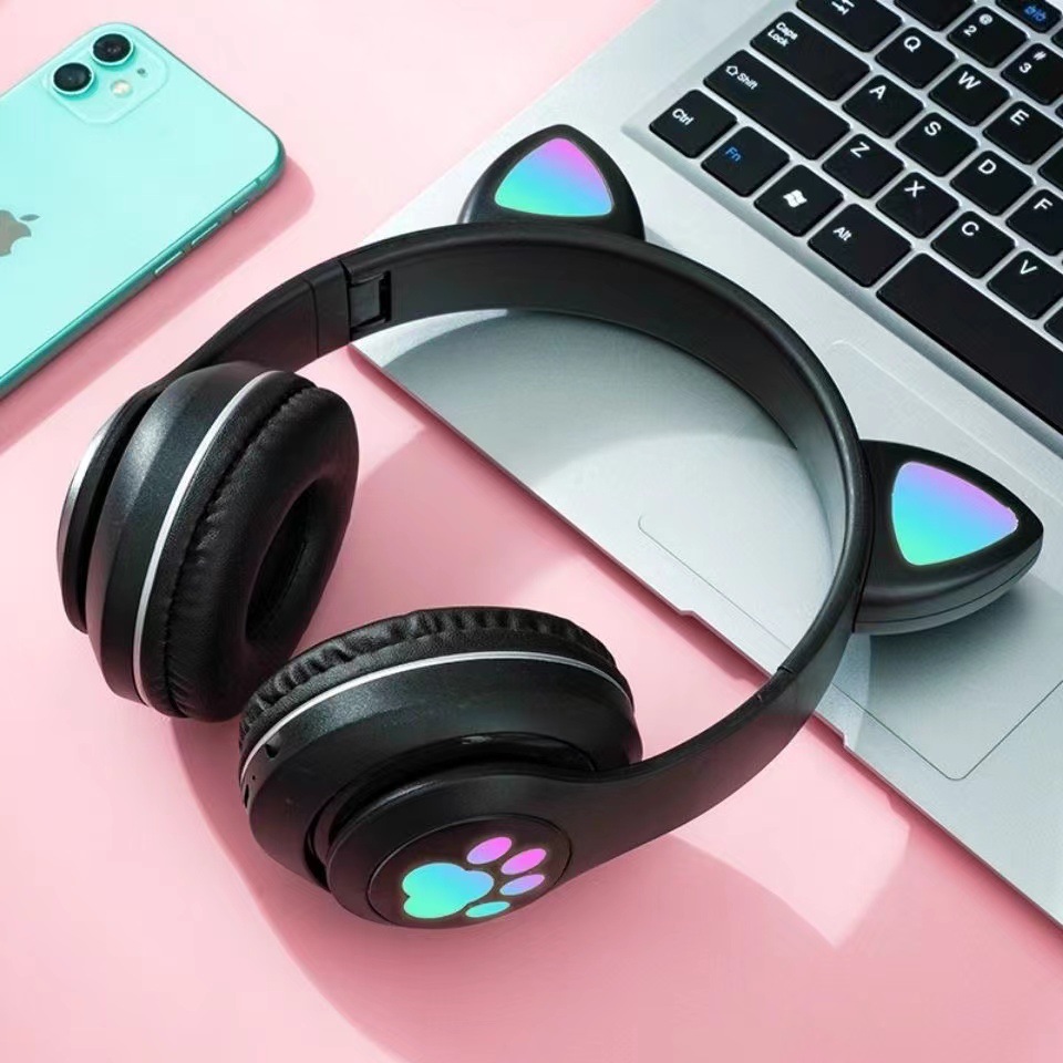 Cross-border supply spot STM28 cat ears dazzling luminous bluetooth headset wireless headphones