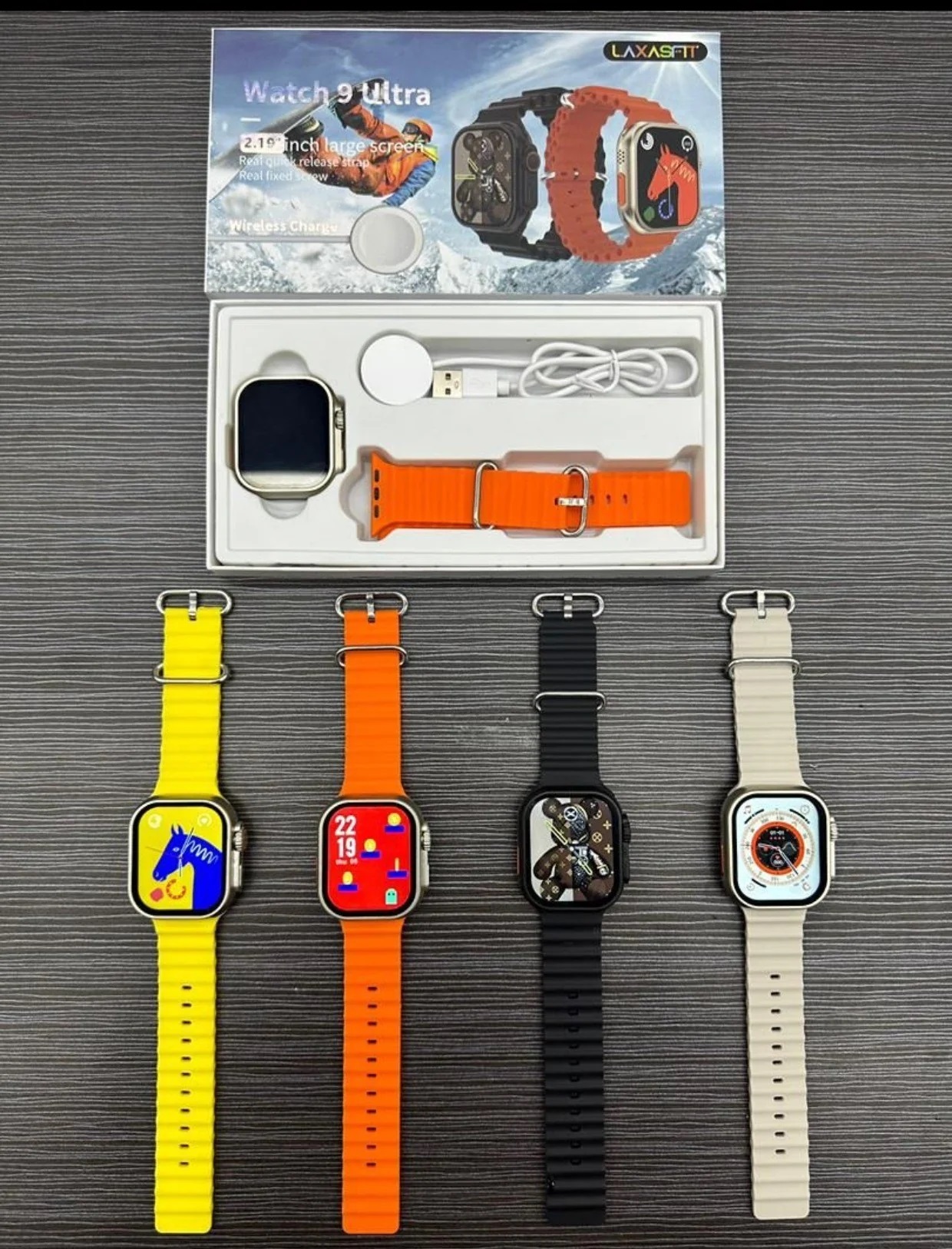 Watch 9 Ultra 49mm Unisex Smart Watch Series 9 2.19" Sport NFC Smartwatch Bluetooth Call Waterproof With Wireless Charger & Strip  for Apple & Android. 