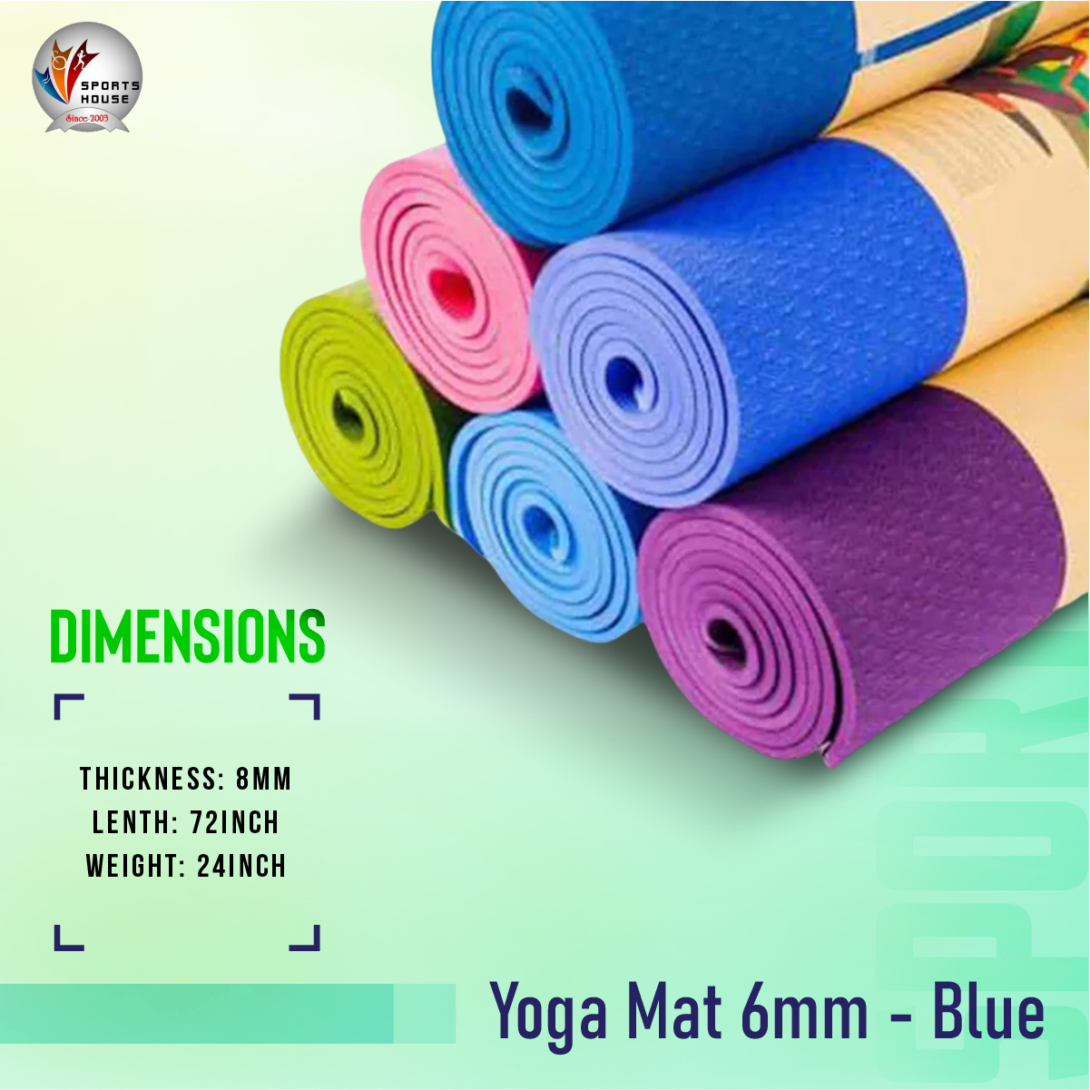 Yoga Mat 6mm - Blue. 