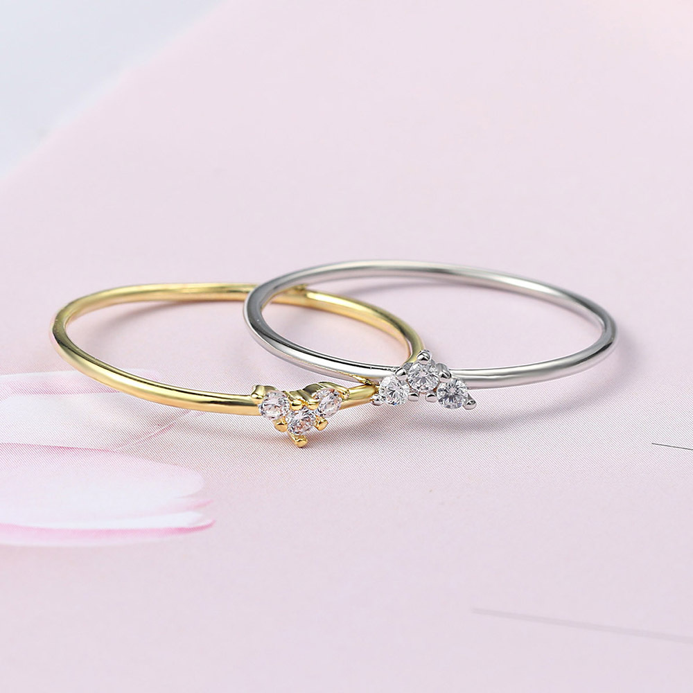 Hazy Moon Japanese simple fashion heart shaped wedding thin ring women's real gold plated zircon cross-border accessories. 