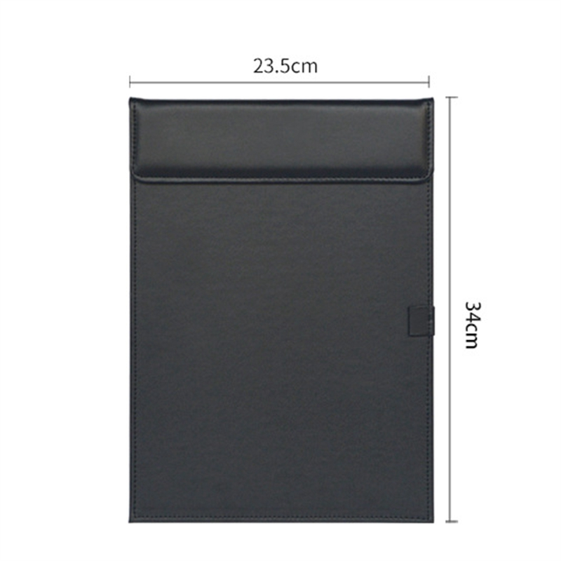 Desktop File PU Leather Folder A4 Meeting Clipboard Office Meeting Board Clip Black Data Binder with Pen Cover 2PCS About 34 X 23.5cm. 