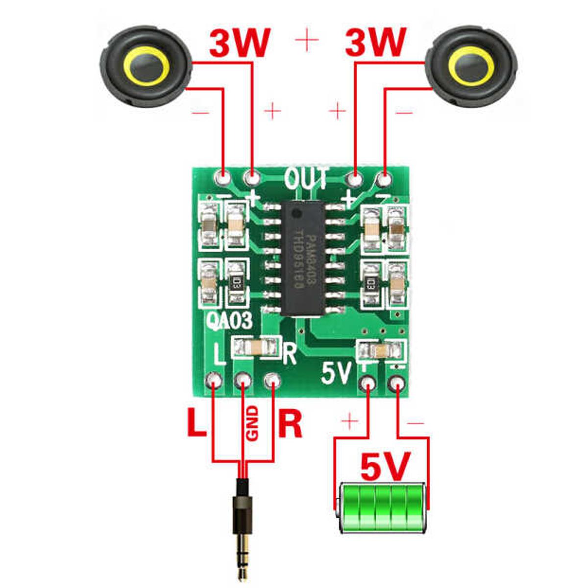 PAM8403 Audio 2x3W Mini Digital Power Amplifier Board for Class D Stereo Audio Amplifier Module 5V Powe