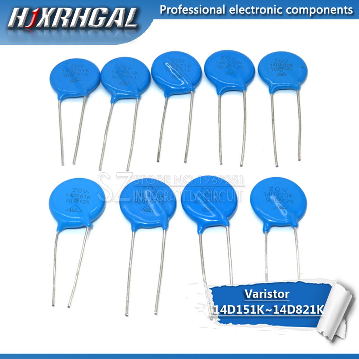 10PCS Varistor 14D151K 14D201K 14D220K 14D221K 14D270K 14D431K 14D470K 14D471K 14D561K 14D621K 14D680K piezoresistor hjxrhgal