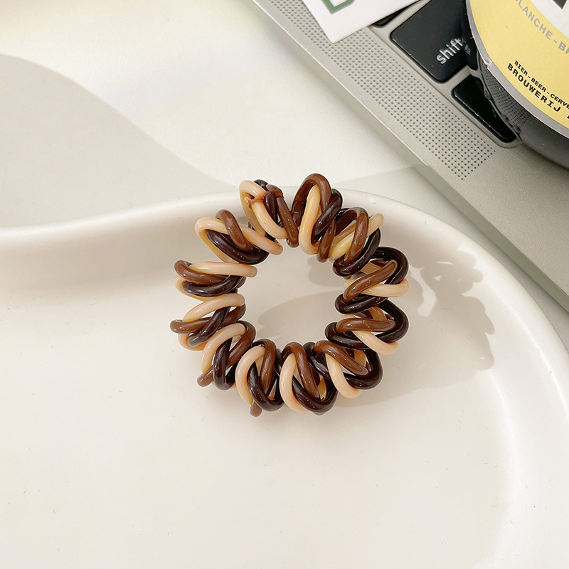 Korea telephone cable hair ring tie temperament traceless head rope net red hair rope small leather case female rubber band simple