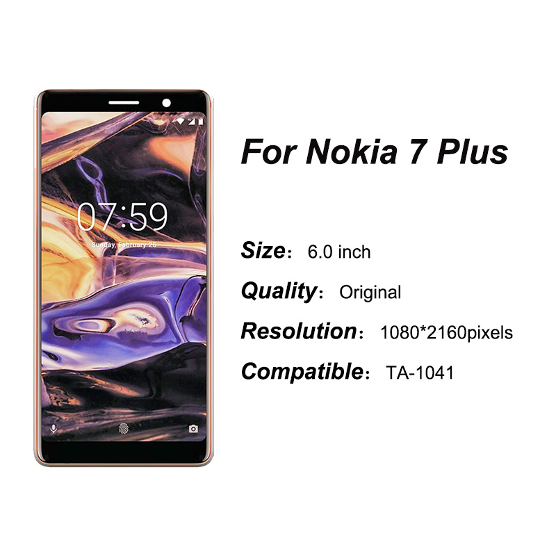 Ansimba Original LCD Screen For Nokia 7 Plus LCD Screen Display Touch Screen Digitizer Assembly Replacement For Nokia 7 Plus TA-1041 TA-1062 TA-1046 Display Screen with Free Tools. 