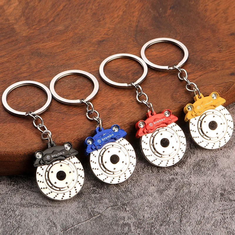 Creative Gear Head Keychain Speed Gearbox Keyring for Car Key Turbo Hub Brake Disc Pendant Shock Absorber Keys Holder Chain Ring. 