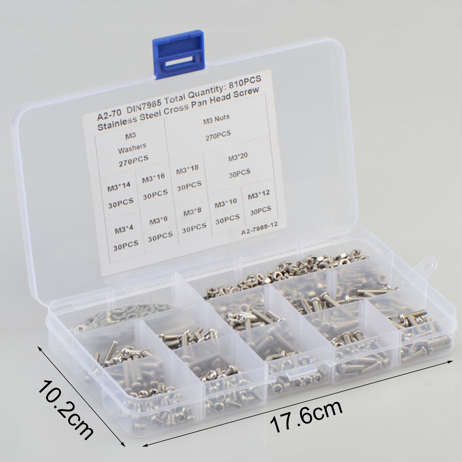 810Pcs M3 Screw Nut Gasket Set Inner Cross Burr-free 304 Stainless Steel Assorted Screws Nuts Gaskets Group for Maintenance. 